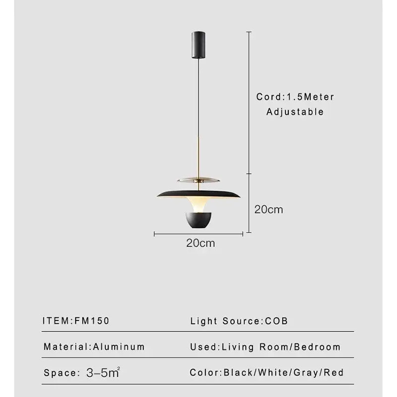 Modern metallic disc led pendant light for kitchen dining room