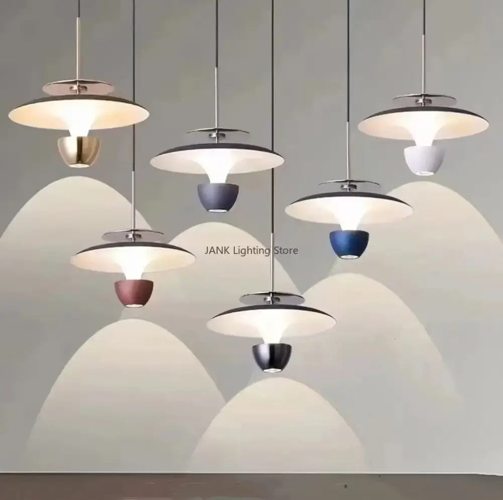 Modern metallic disc led pendant light for kitchen dining room