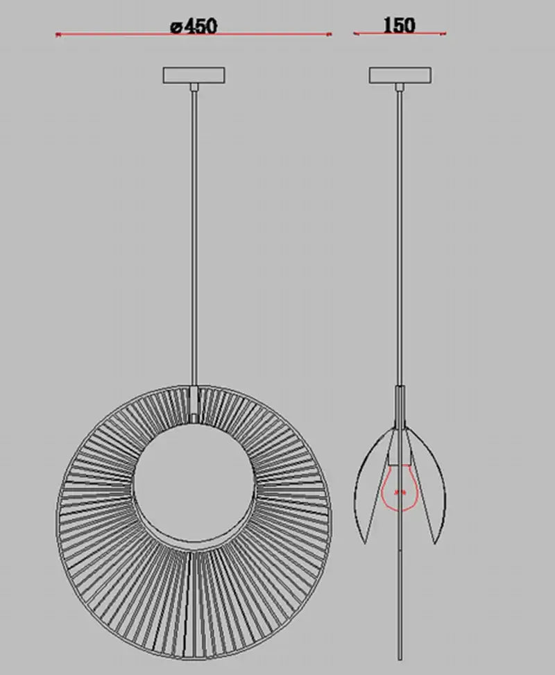 Modern black radial wireframe led pendant light bedroom decor