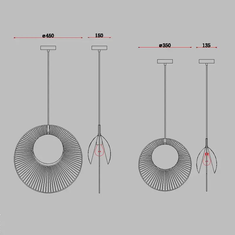 Modern black radial wireframe led pendant light bedroom decor