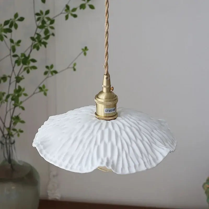 Modern white ceramic and walnut led pendant light dining room