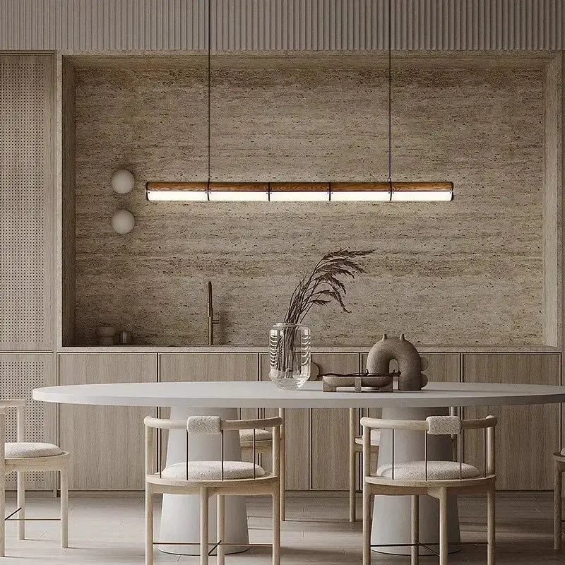 Modern wood and metal led pendant light for dining room