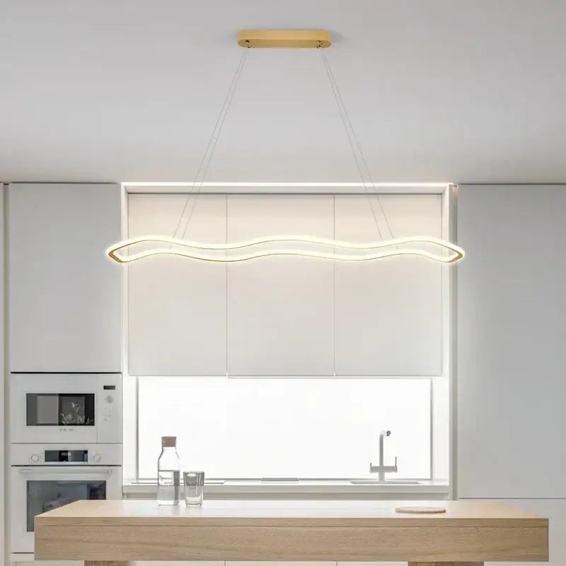 Modern gold wave led pendant light dining room chandelier