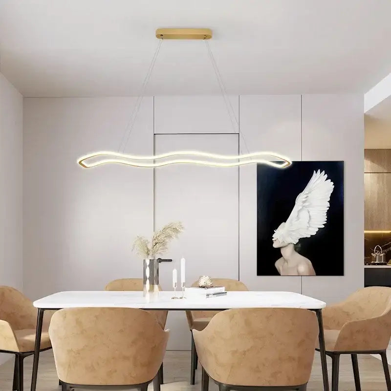 Modern gold wave led pendant light dining room chandelier
