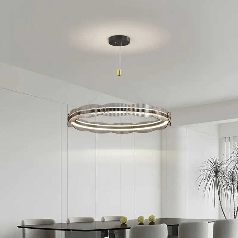 Modern wavy double ring led pendant light for dining room