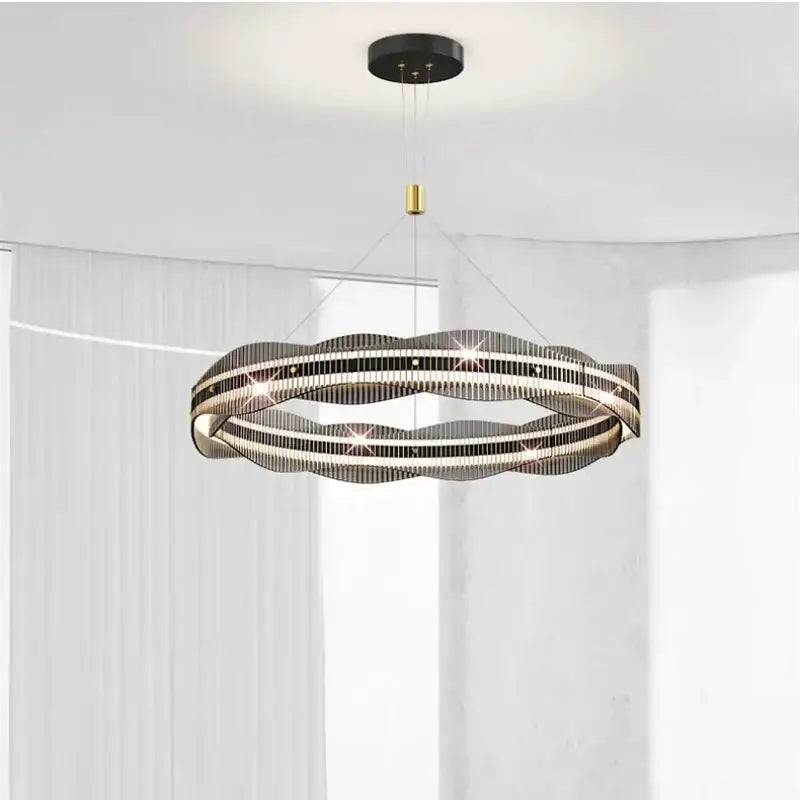 Modern wavy double ring led pendant light for dining room