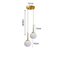 Modern gold 3-light led pendant glass globe lighting for bedroom