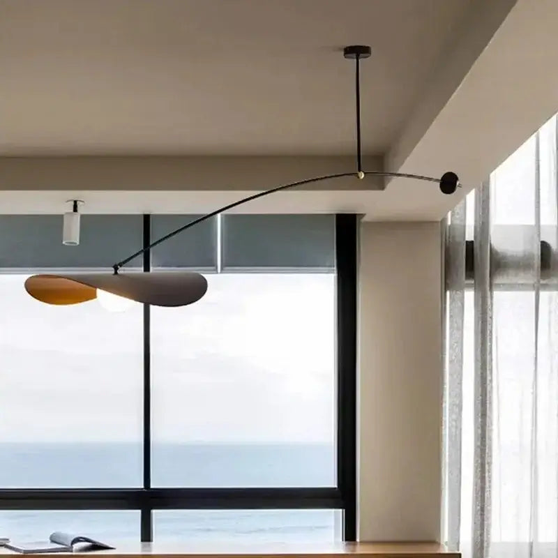 Modern black & gold led pendant lights living room leaf hanging lamp