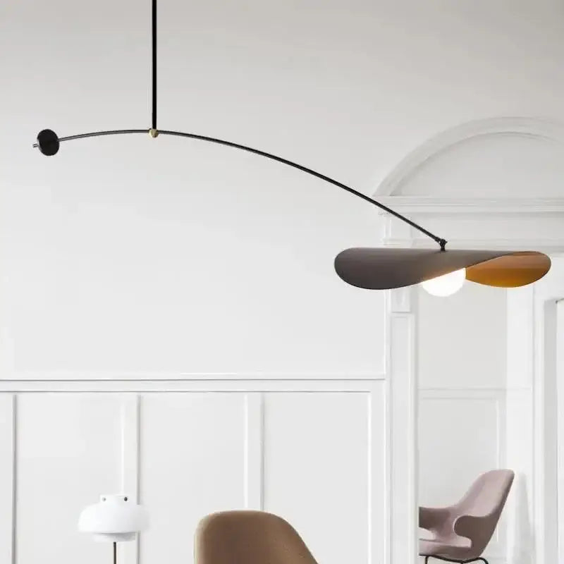 Modern black & gold led pendant lights living room leaf hanging lamp