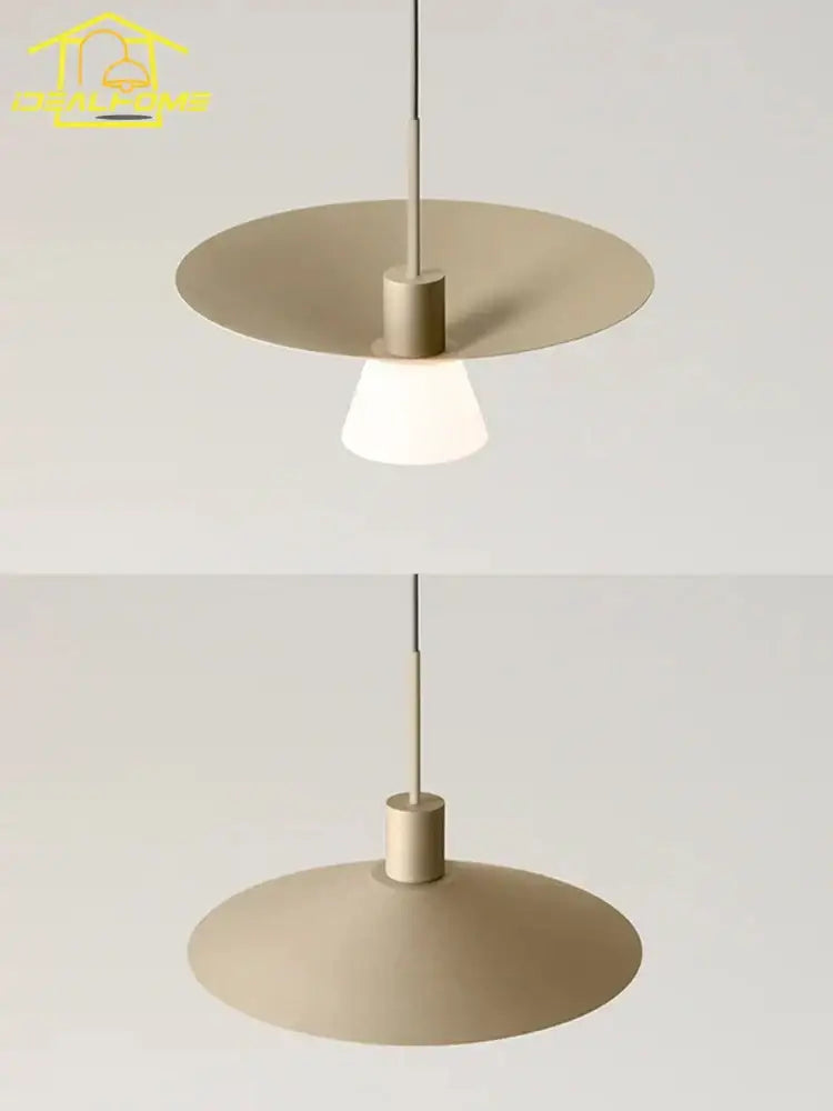 Modern minimalist off white and gold led pendant light dining room