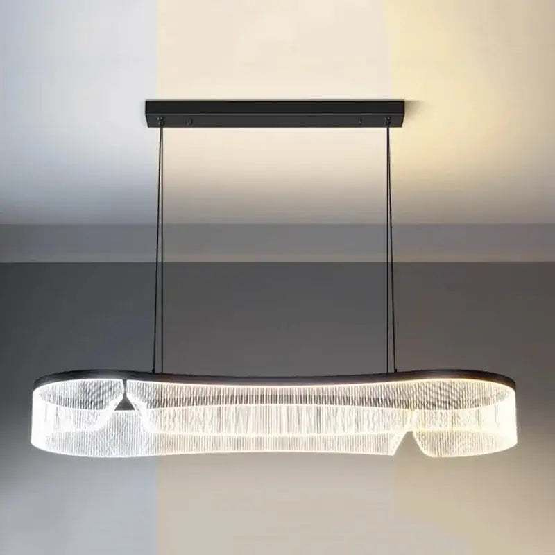 Modern oval black and crystal led pendant lights dining room