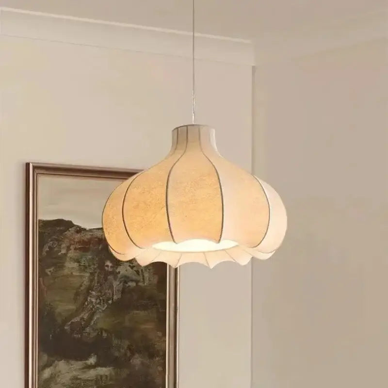 Retro pleated soft white led pendant lights for living room warm glow