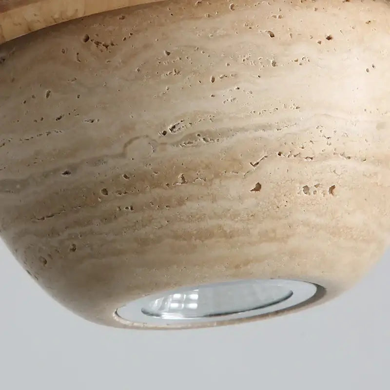 Beige stone and dark wood planet led pendant light bedroom