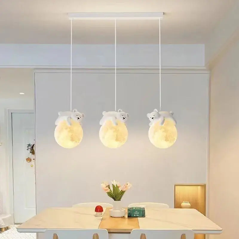 Cute white polar bear rabbit chandelier pendant light bedroom