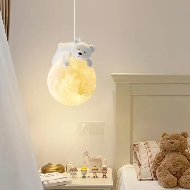 Cute white polar bear rabbit chandelier pendant light bedroom