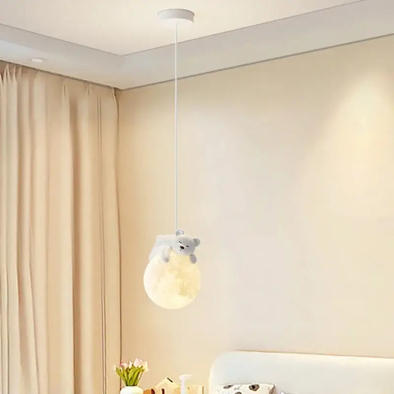 Cute white polar bear rabbit chandelier pendant light bedroom