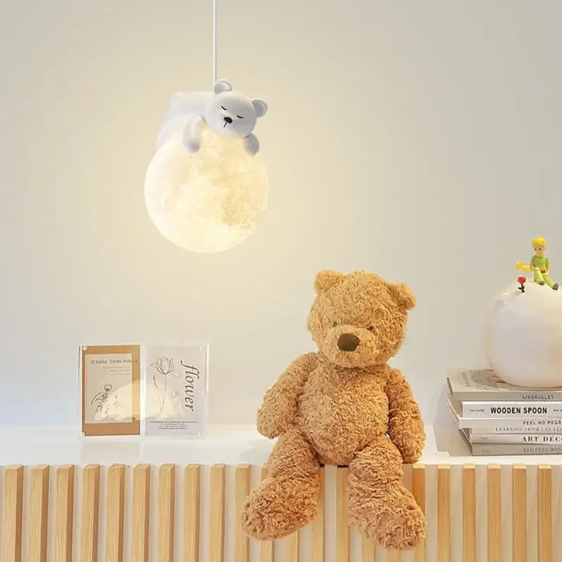 Cute white polar bear rabbit chandelier pendant light bedroom