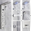 Modern black stainless steel led rainfall shower panel bathroom spa