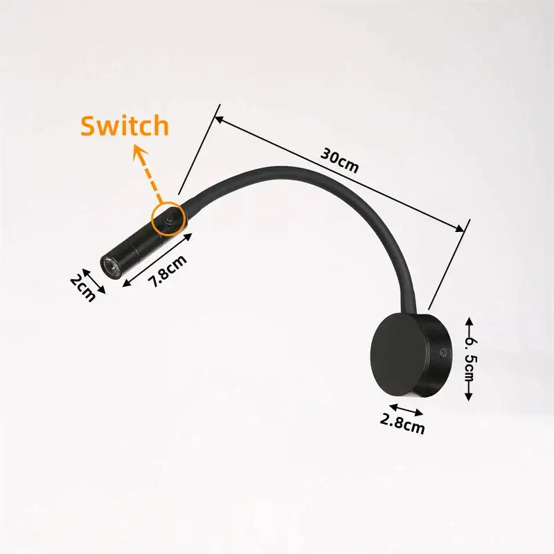 Flexible black & white led reading wall lamp for bedroom study