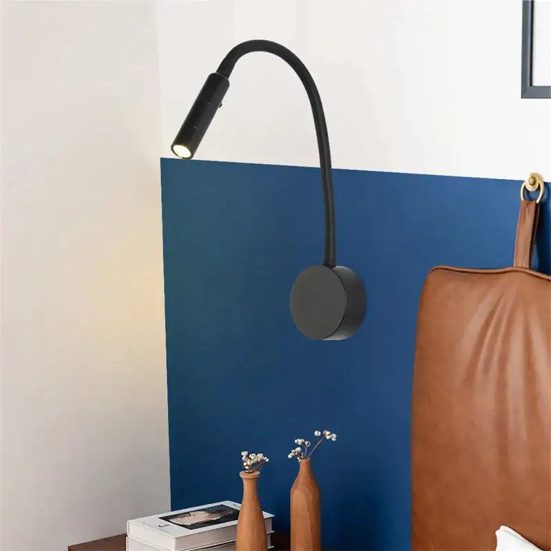 Flexible black & white led reading wall lamp for bedroom study