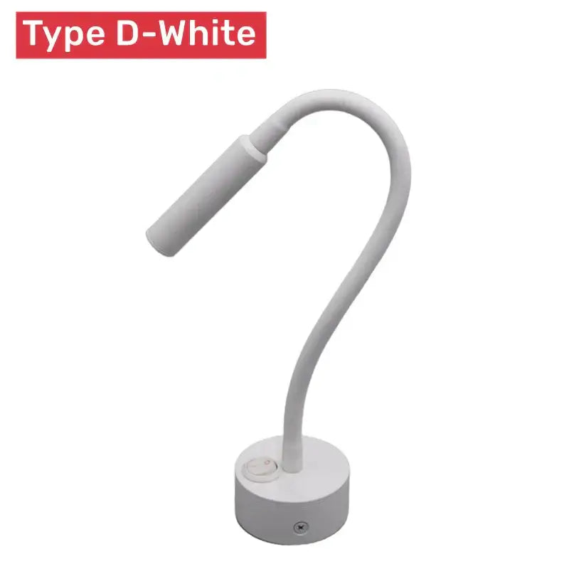 Flexible black & white led reading wall lamp for bedroom study
