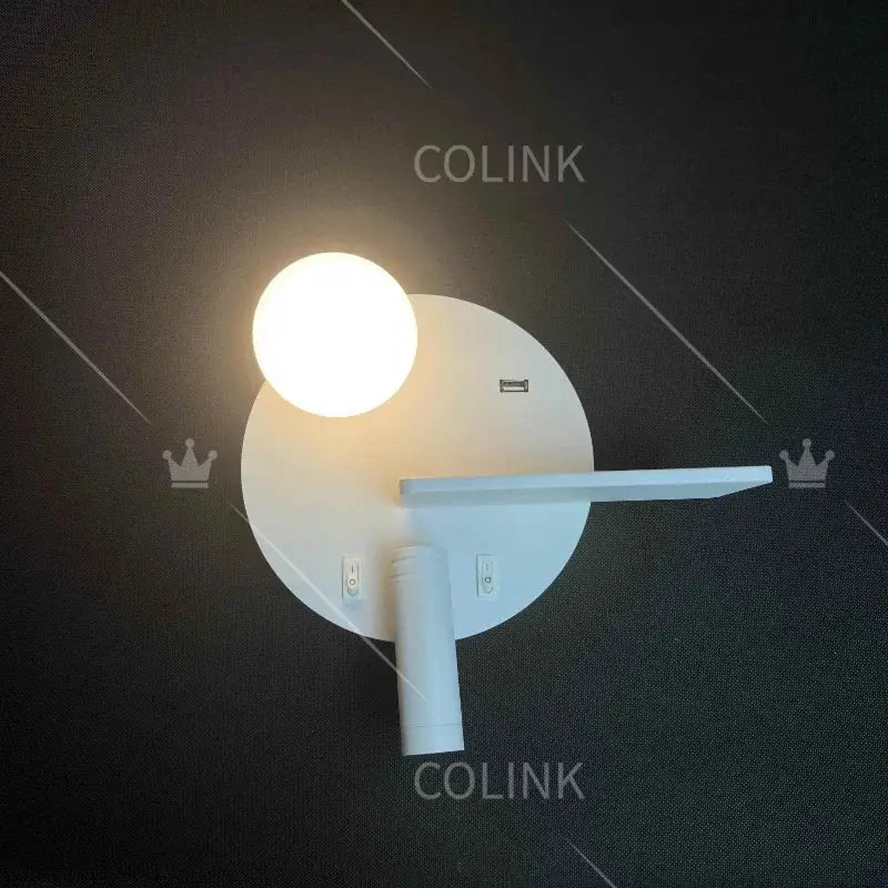 Modern black & white decorbites led reading wall lamp bedroom storage