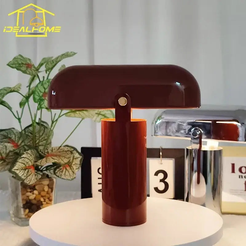 Modern burgundy led rechargeable table lamp for bedroom