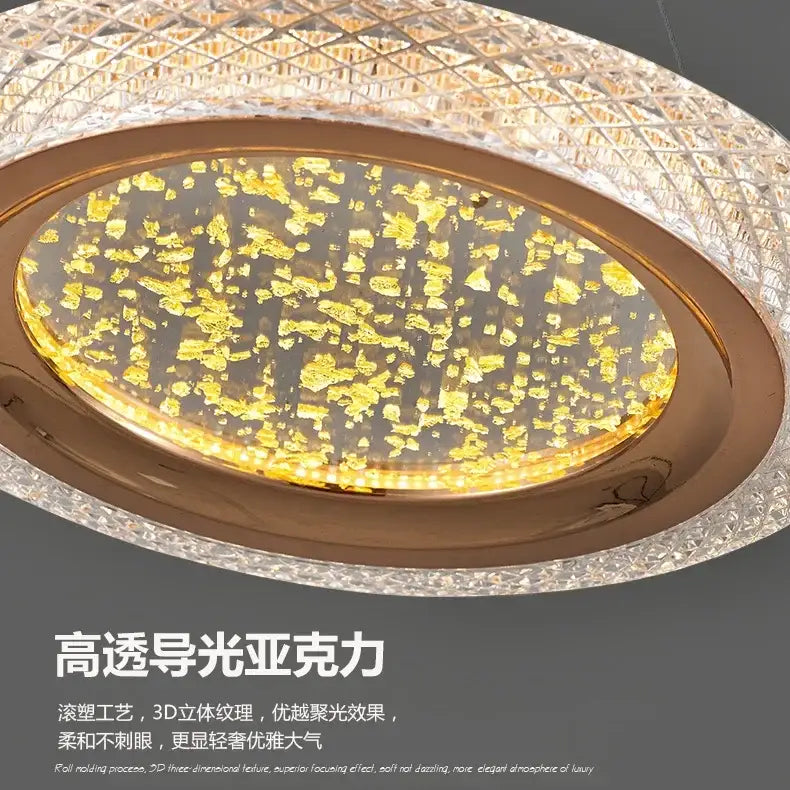 Modern gold tiered led ring ceiling chandelier for living room