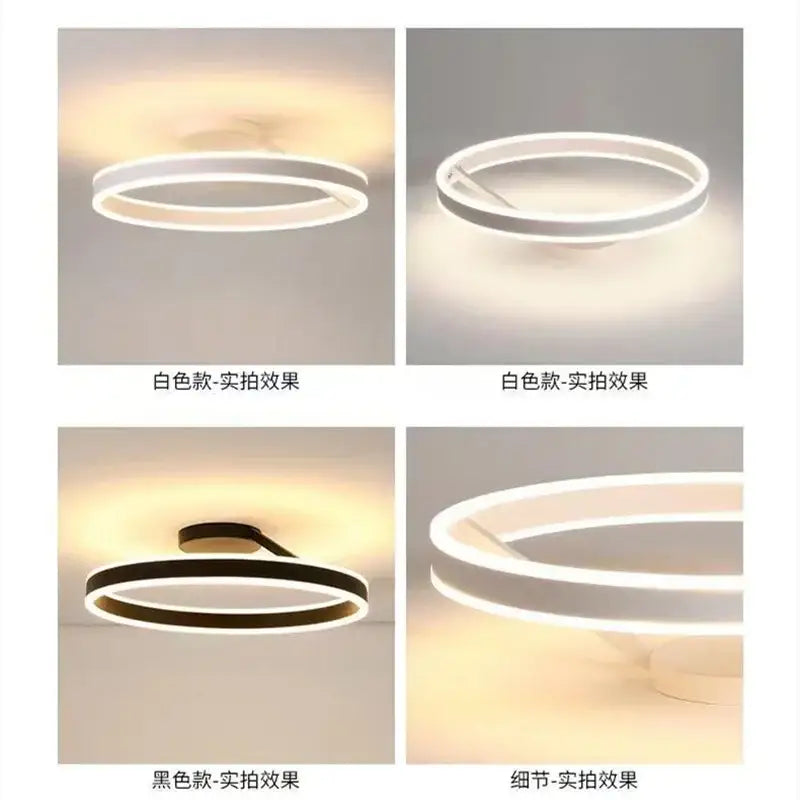 Modern black & white led ring chandelier for dining room
