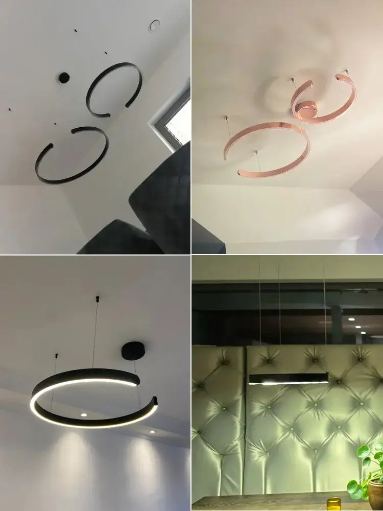 Modern copper & gold led ring chandelier living room pendant light