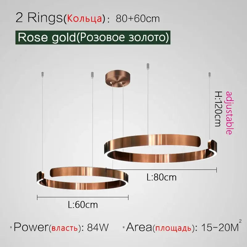 Modern copper & gold led ring chandelier living room pendant light