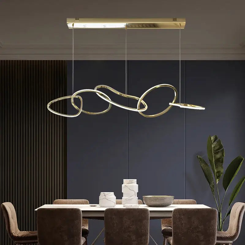Modern gold led ring chandelier for dining room