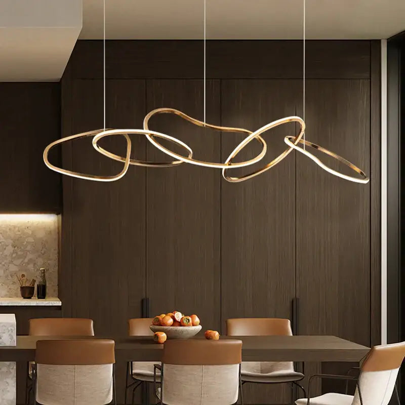 Modern gold led ring chandelier for dining room