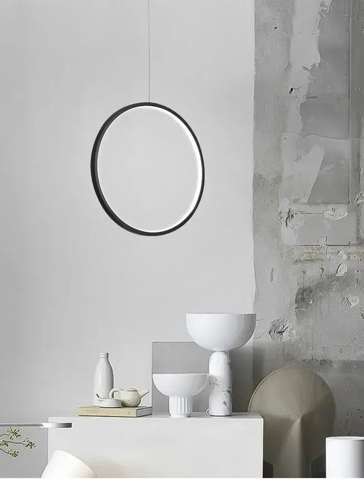 Minimalist black led ring chandelier living room pendant light