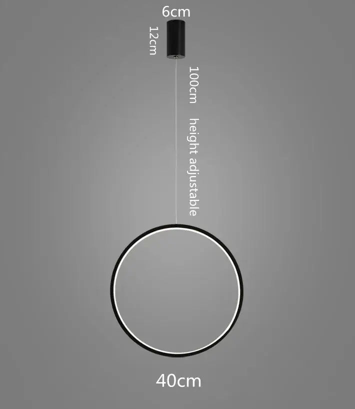 Minimalist black led ring chandelier living room pendant light
