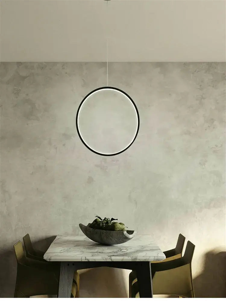 Minimalist black led ring chandelier living room pendant light