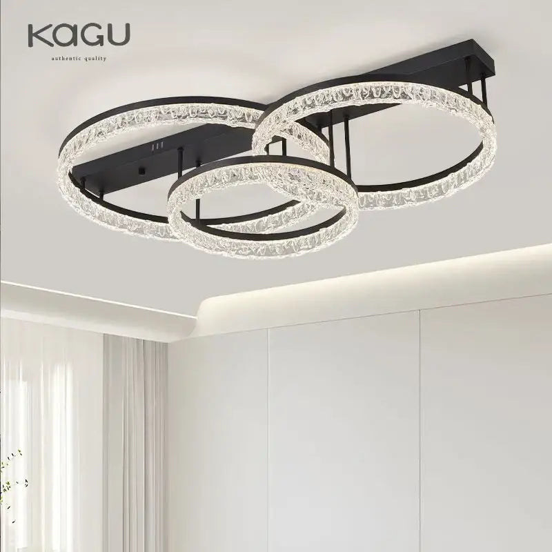 Modern white crystal led ring chandelier living room light