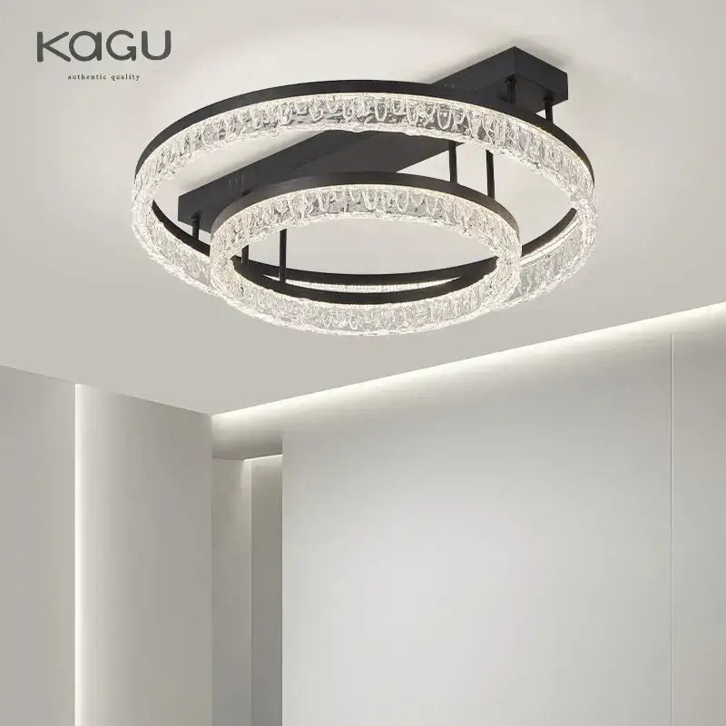 Modern white crystal led ring chandelier living room light