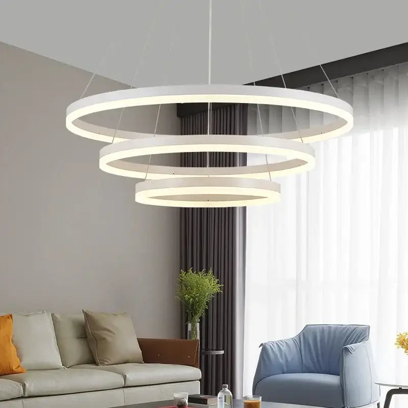Modern matte bronze spiral led rings chandelier for dining room