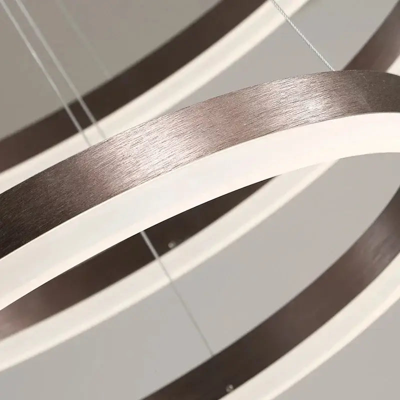 Modern matte bronze spiral led rings chandelier for dining room
