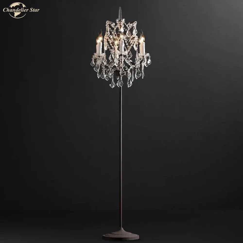Modern rococo crystal iron floor lamp living room candle chandelier