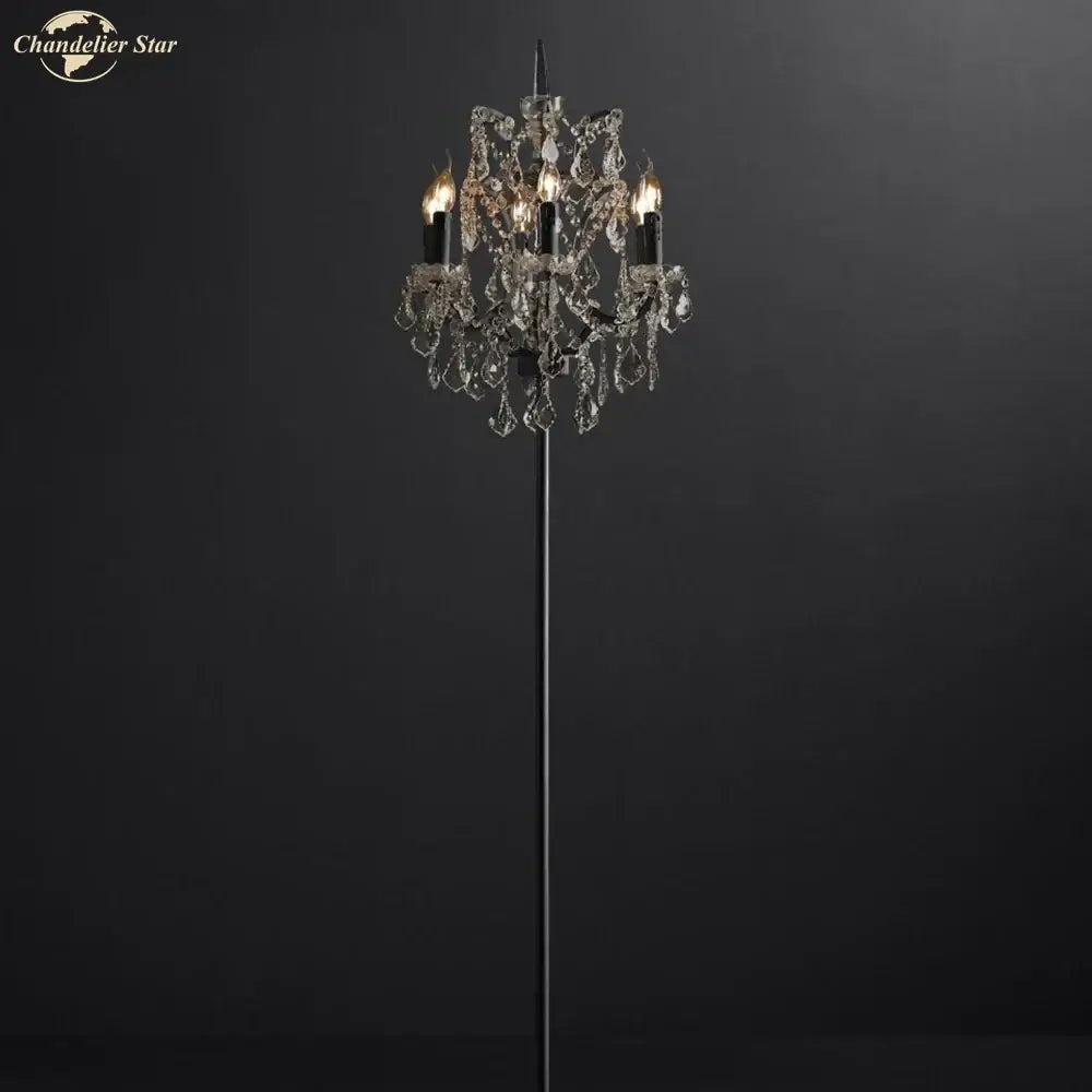 Modern rococo crystal iron floor lamp living room candle chandelier