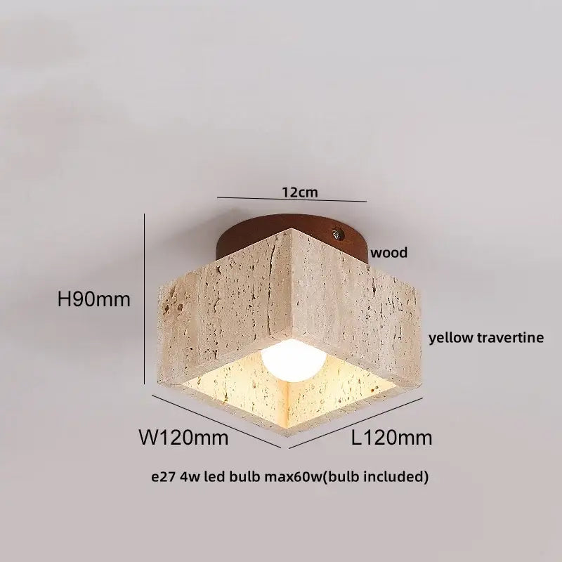 Modern travertine and wood led rotatable ceiling lamp bedroom light