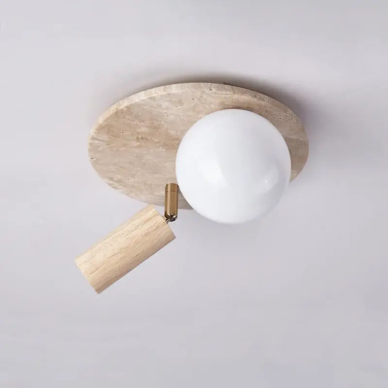 Modern travertine and wood led rotatable ceiling lamp bedroom light