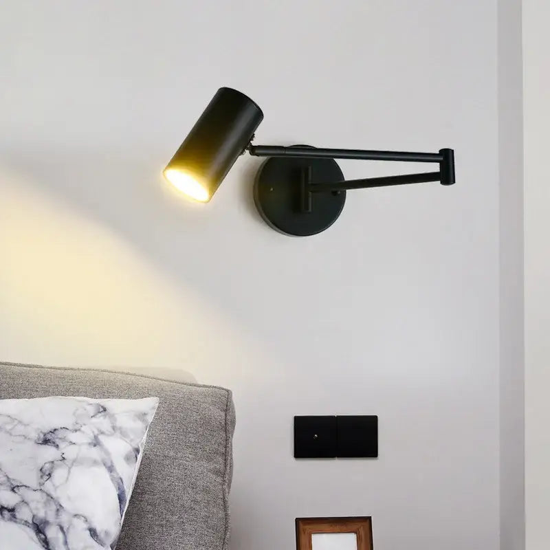 Modern black & white rotatable wall lamp – bedroom reading light