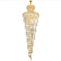 Luxury gold led rotating staircase chandelier for villa living room