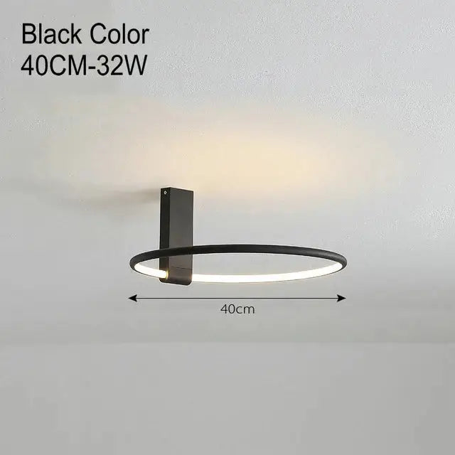 Modern black led round ceiling light living room interlocking rings