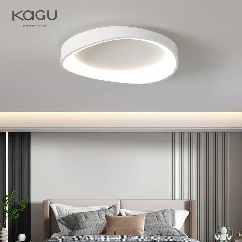 Modern white oval led round ceiling lamp living room remote dimming