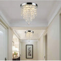 Crystal chrome led round ceiling light corridor droplet chandelier
