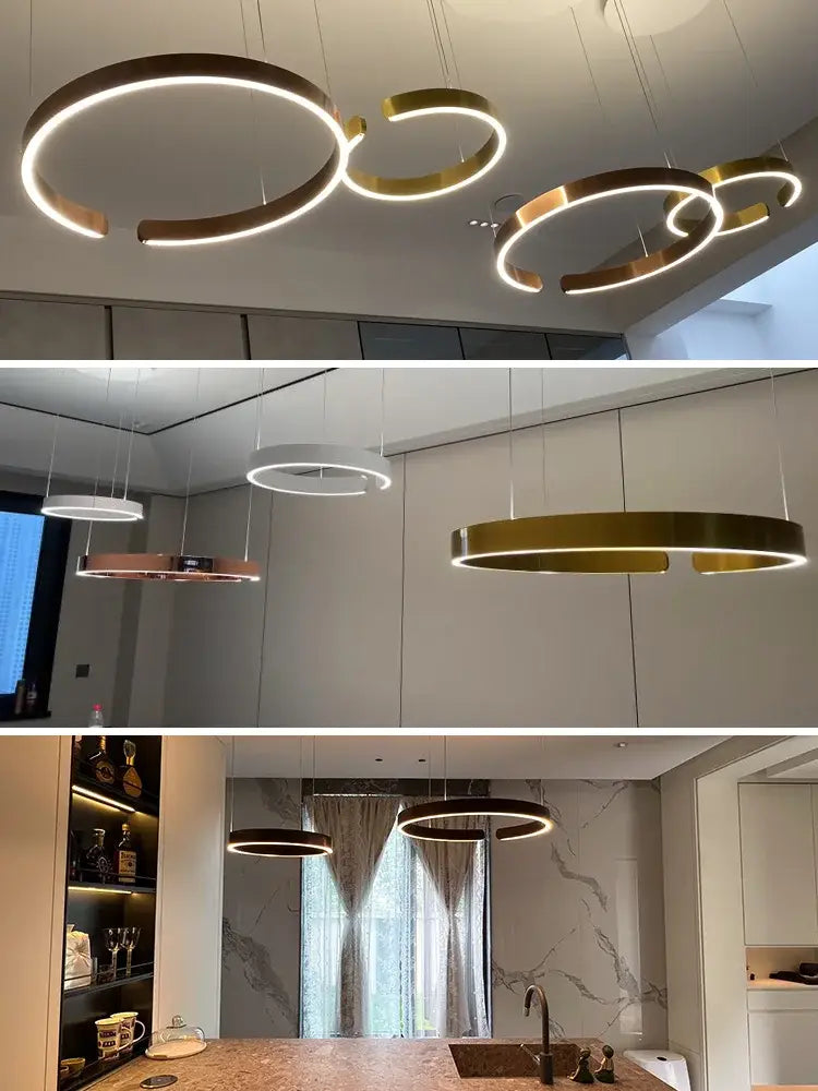 Modern minimalist led round ring chandelier for dining room